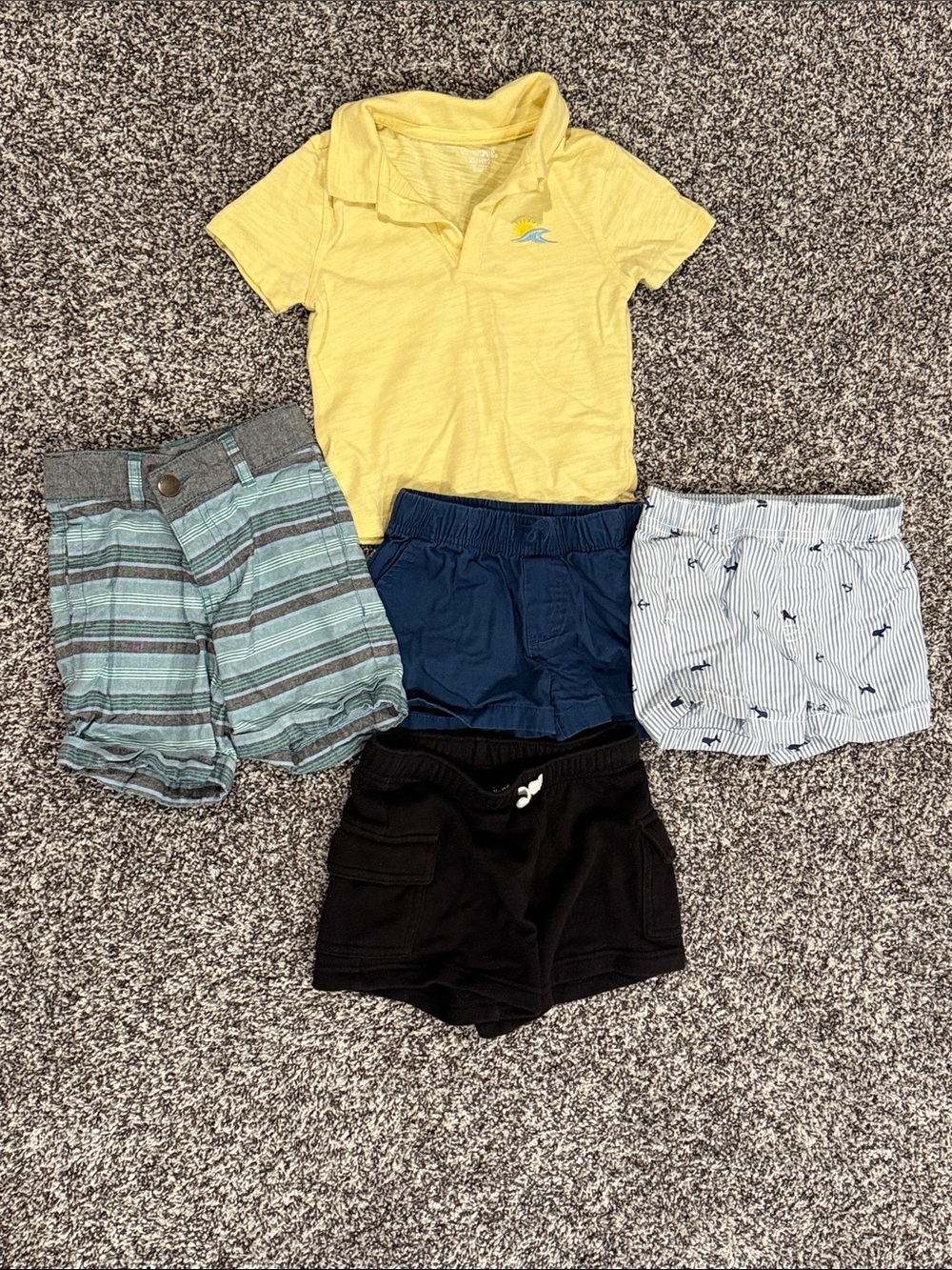 2T Set of Shorts and Yellow Polo Shirt, Bundle of Various brands- Carter’s..